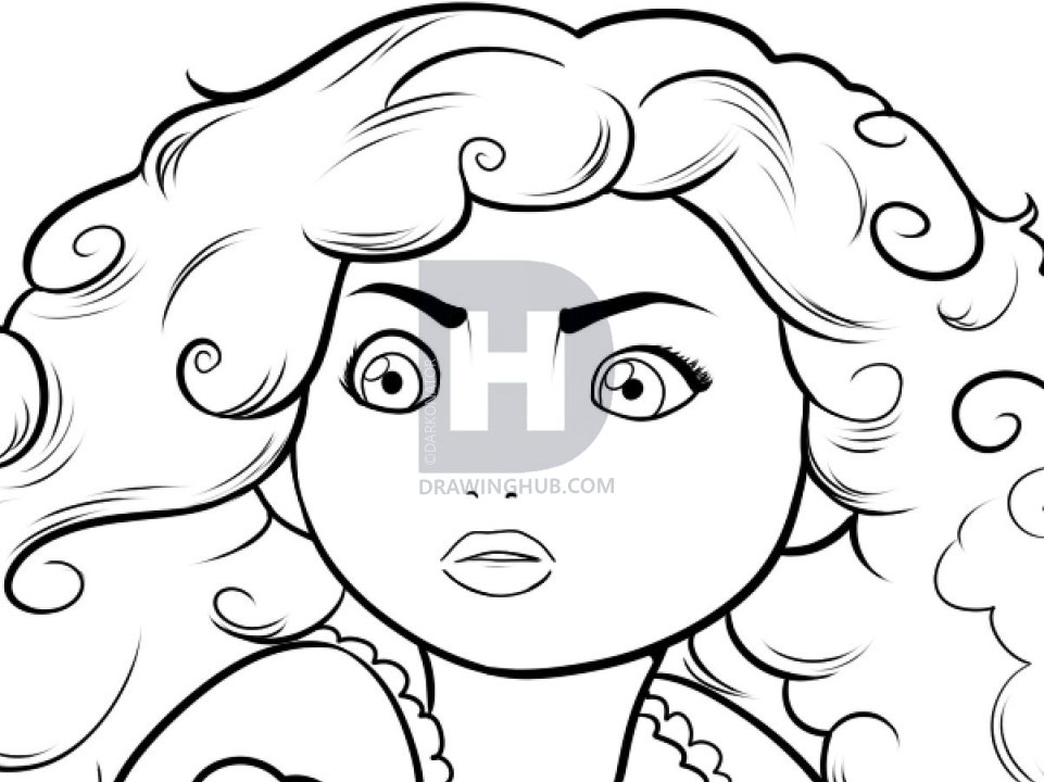 961x720 how to draw merida, brave, princess merida, step - Brave Drawing