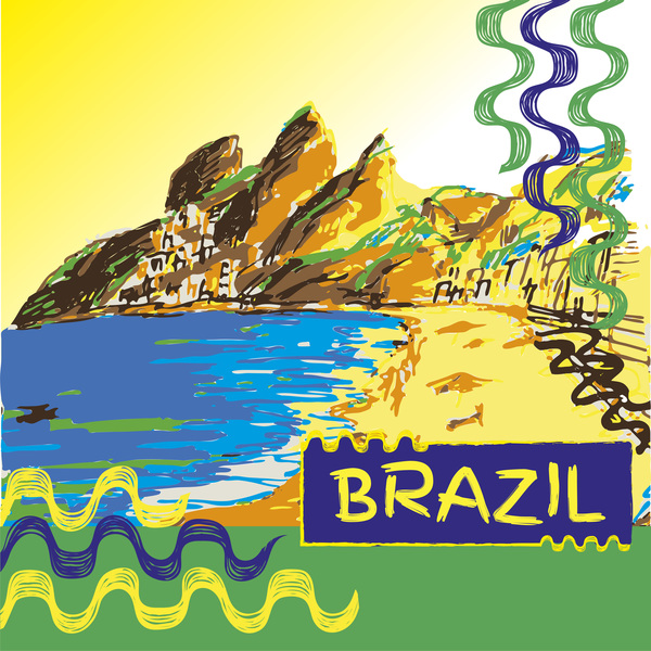 600x600 Brazilian Scenery Hand Drawing Vectors Free Download - Brazil Drawing