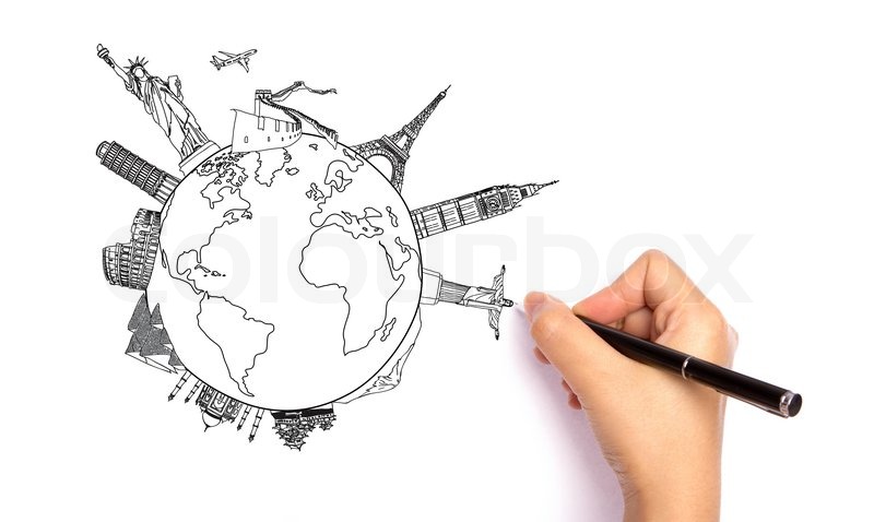 800x478 Drawing Travel Around The World Stock Photo Colourbox - Brazil Drawing