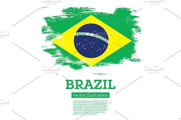 580x386 Brazil Flag With Brush Strokes Sketch Design - Brazil Flag Drawing