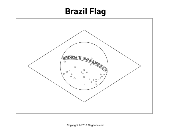 600x464 Free Brazil Flag Coloring Page - Brazil Flag Drawing