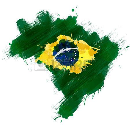 450x450 Karte Brasilien Grunge Map Of Brazil With Brazilian Flag - Brazil Flag Drawing