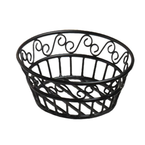 600x600 bread basket, dia x black scroll design, wrought iron - Bread Basket Drawing
