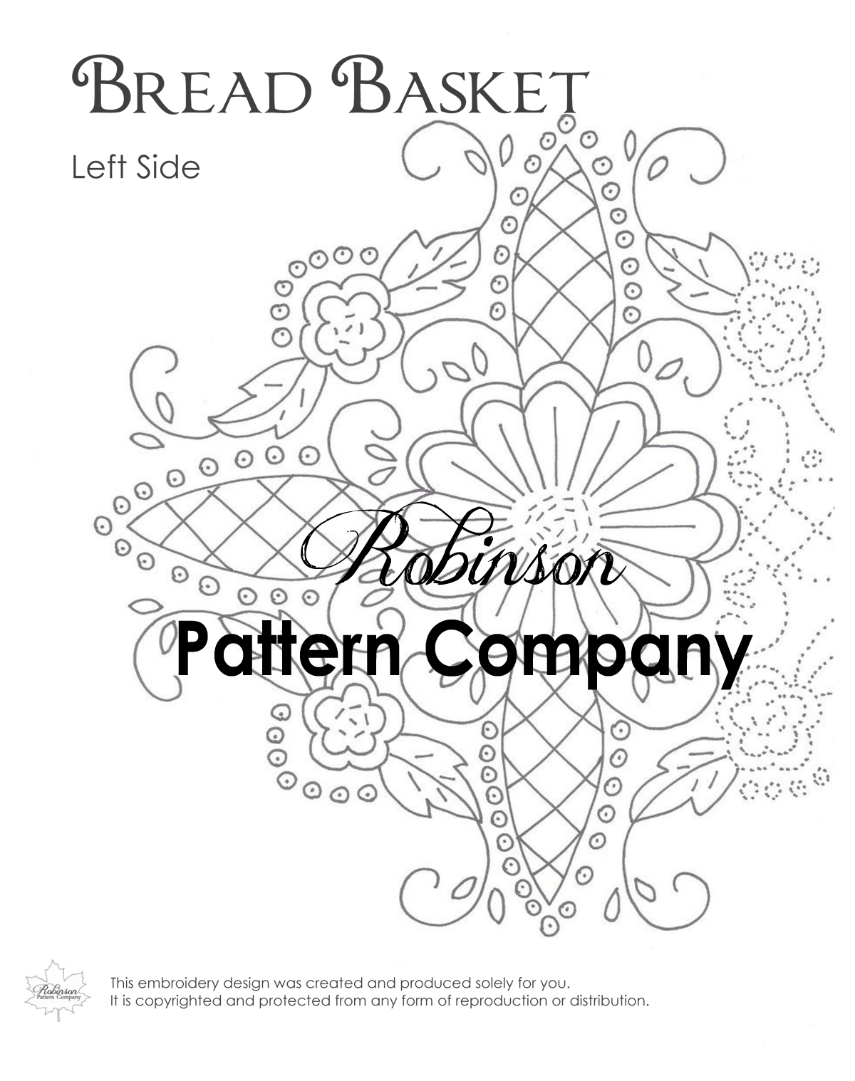 1200x1518 bread basket hand embroidery pattern robinson pattern company - Bread Basket Drawing