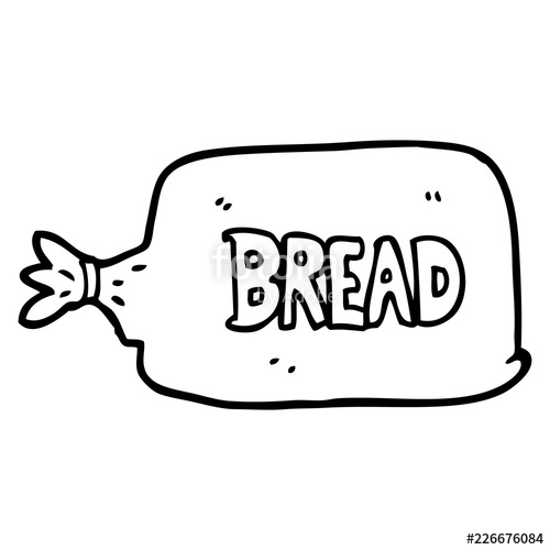 500x500 Line Drawing Cartoon Bread In Bag Stock Image And Royalty Free - Bread Line Drawing