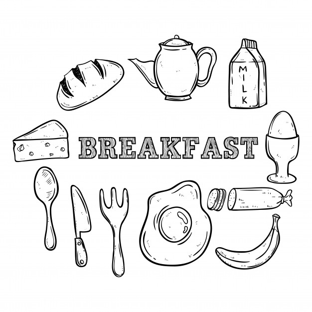 626x626 set of healthy breakfast food using hand drawing or doodle art - Breakfast Drawing