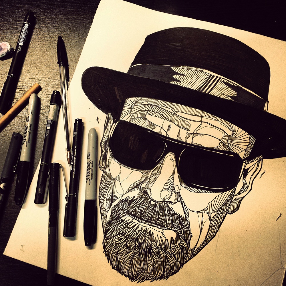 1000x1000 heisenberg breaking bad original drawing - Breaking Bad Drawing
