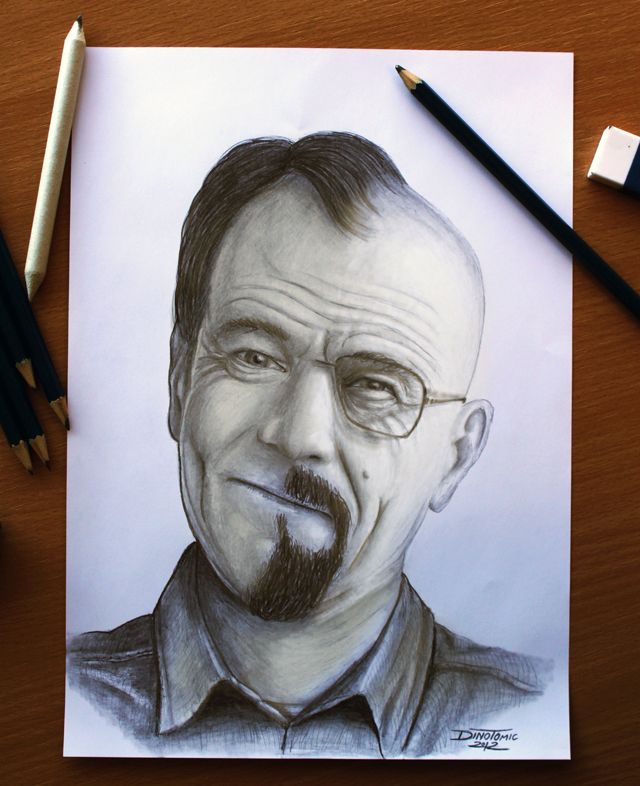 640x786 pencil drawn series of breaking bad character portraits hand - Breaking Bad Drawing