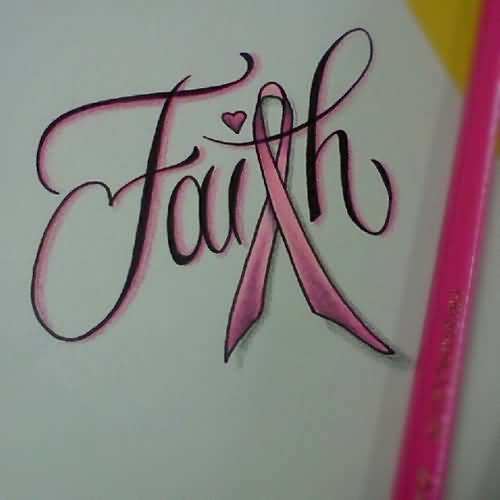 500x500 faith breast cancer tattoo design on paper - Breast Cancer Drawings