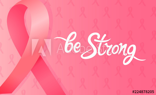 500x304 satin pink ribbon be strong hand drawn motivational inscription - Breast Cancer Ribbon Drawing
