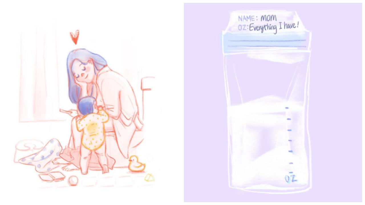 1280x720 mom's drawings nail the challenges of breastfeeding - Breastfeeding Drawing