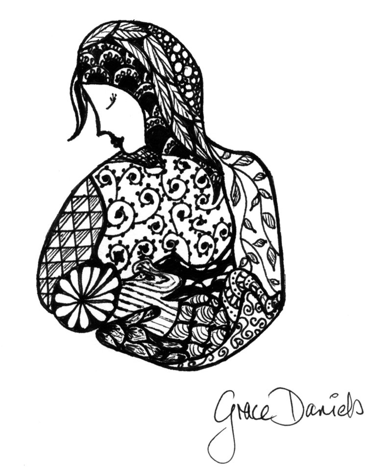 794x968 Nourish Instant Digital Download Of Original Pen Drawing Etsy - Breastfeeding Drawing