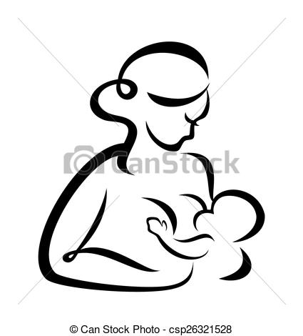 425x470 Young Woman Breastfeeding Her Baby Vector Symbol - Breastfeeding Drawing