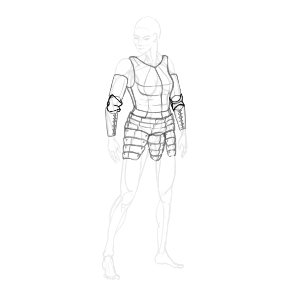600x586 How To Design And Draw A Realistic Female Warrior - Breastplate Drawing
