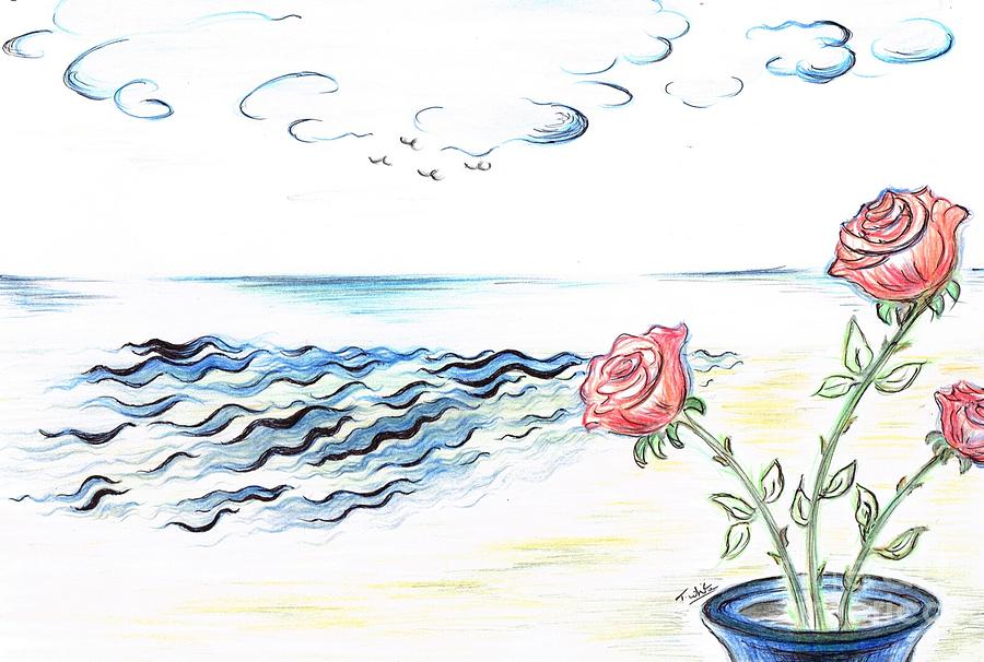 900x606 scented roses in the sea breeze drawing - Breeze Drawing
