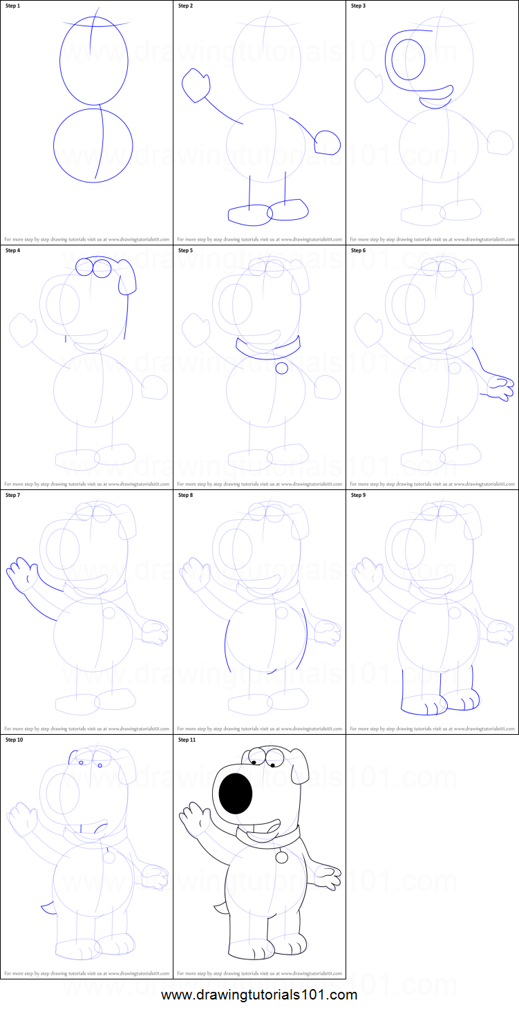 751x1467 How To Draw Brian Griffin From Family Guy Printable Step - Brian Griffin Drawing
