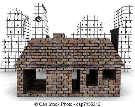 450x357 brick house in font of a skyline - Brick Building Drawing