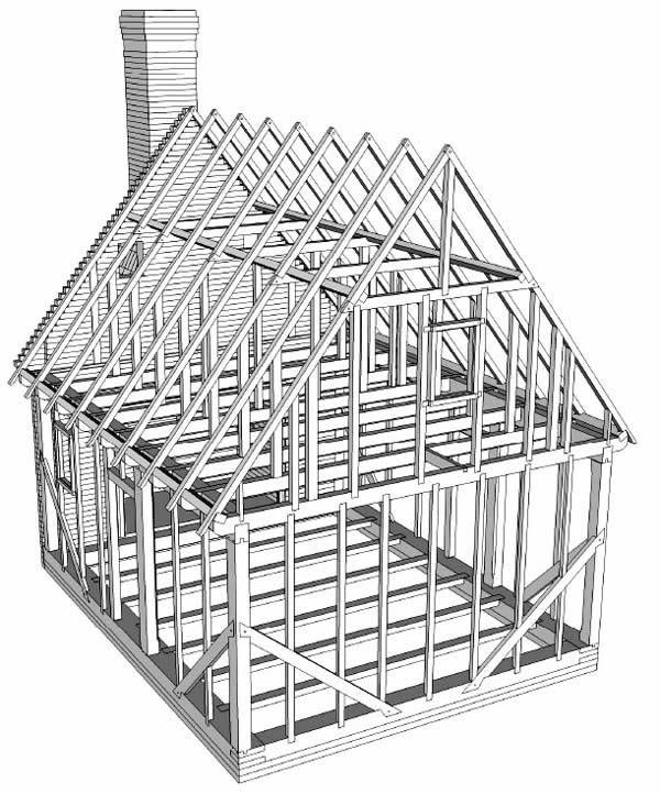 600x722 Cad Drawing Of Historic Pear Valley House, Northampton County - Brick Building Drawing