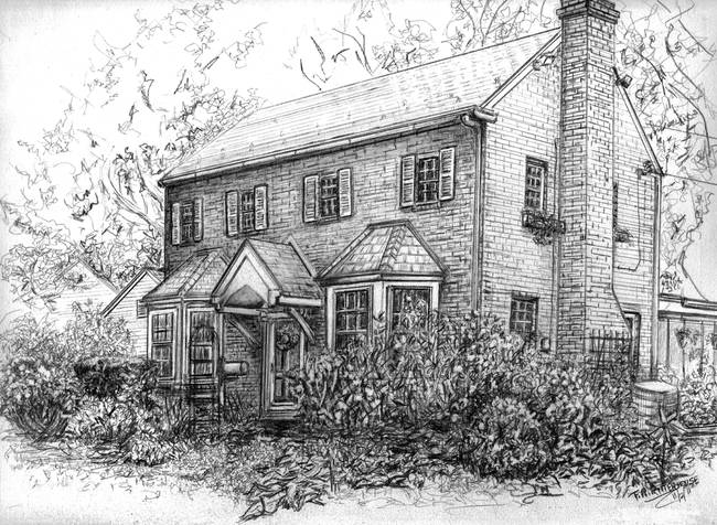 650x476 drawing home brick house for free download - Brick House Drawing