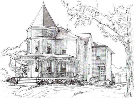536x396 pencil drawings of old houses brick home in beaverdale area - Brick House Drawing