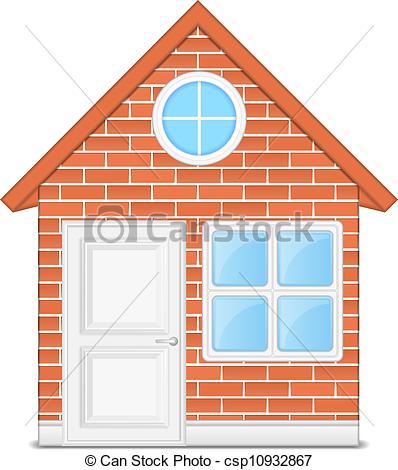 398x470 brick house, vector illustration - Brick House Drawing