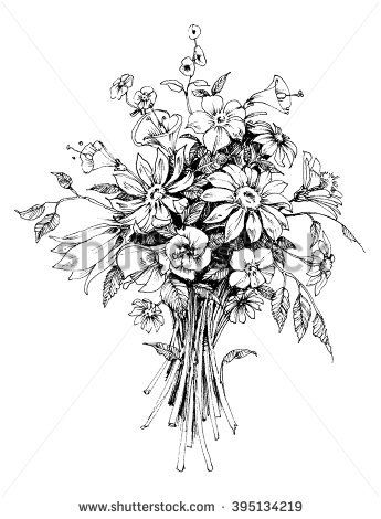 345x470 bunch of flowers, bridal bouquet sketch ankh bunch of flowers - Bridal Bouquet Drawing