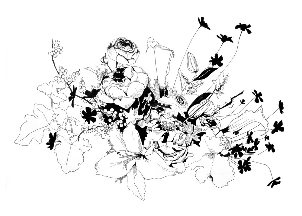 1000x715 custom bridal bouquet illustration - Bridal Bouquet Drawing