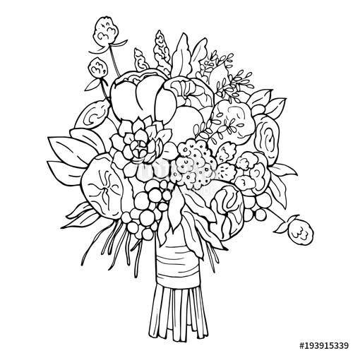 500x500 hand drawn bridal bouquet vector sketch illustration stock - Bridal Bouquet Drawing