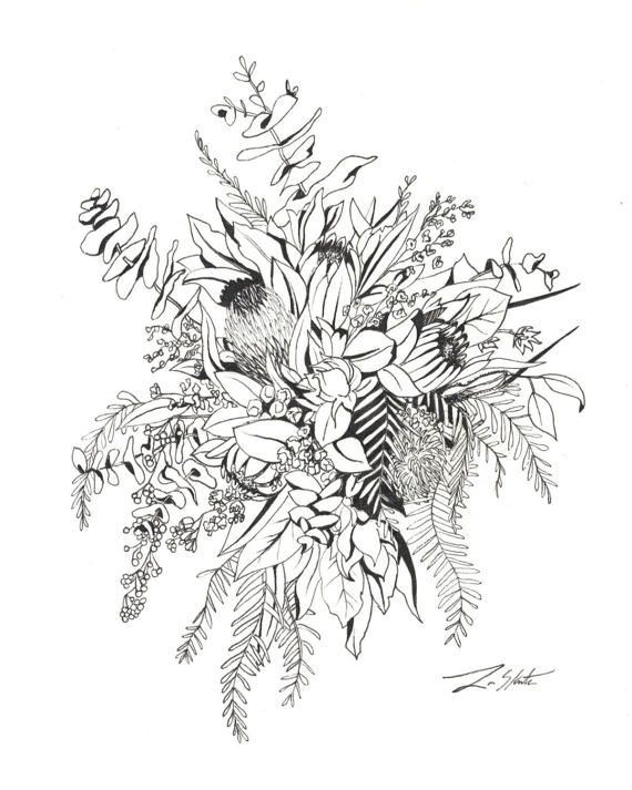 570x713 custom bouquet drawing free shipping flower drawing wedding - Bridal Bouquet Drawing