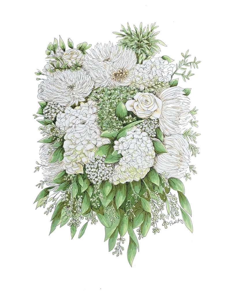 794x1016 bouquet drawing wedding bouquet drawing gift for wife etsy - Bridal Bouquet Drawing