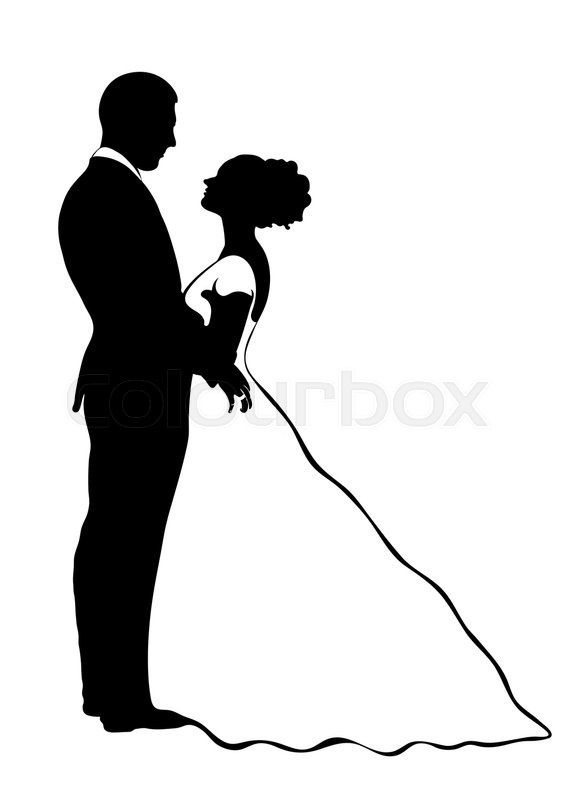 566x800 bride and groom silhouette, vector stock vector colourbox - Bride And Groom Drawing