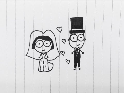 480x360 cartoon character drawing bride and groom vincent teh - Bride And Groom Drawing