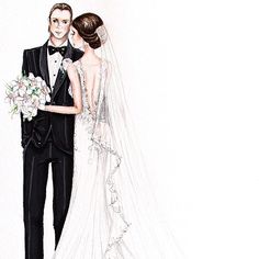 236x236 bride and groom sketch creatively wedding illustration - Bride And Groom Drawing