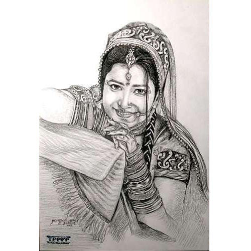 500x500 bride pencil sketch - Bride Drawing