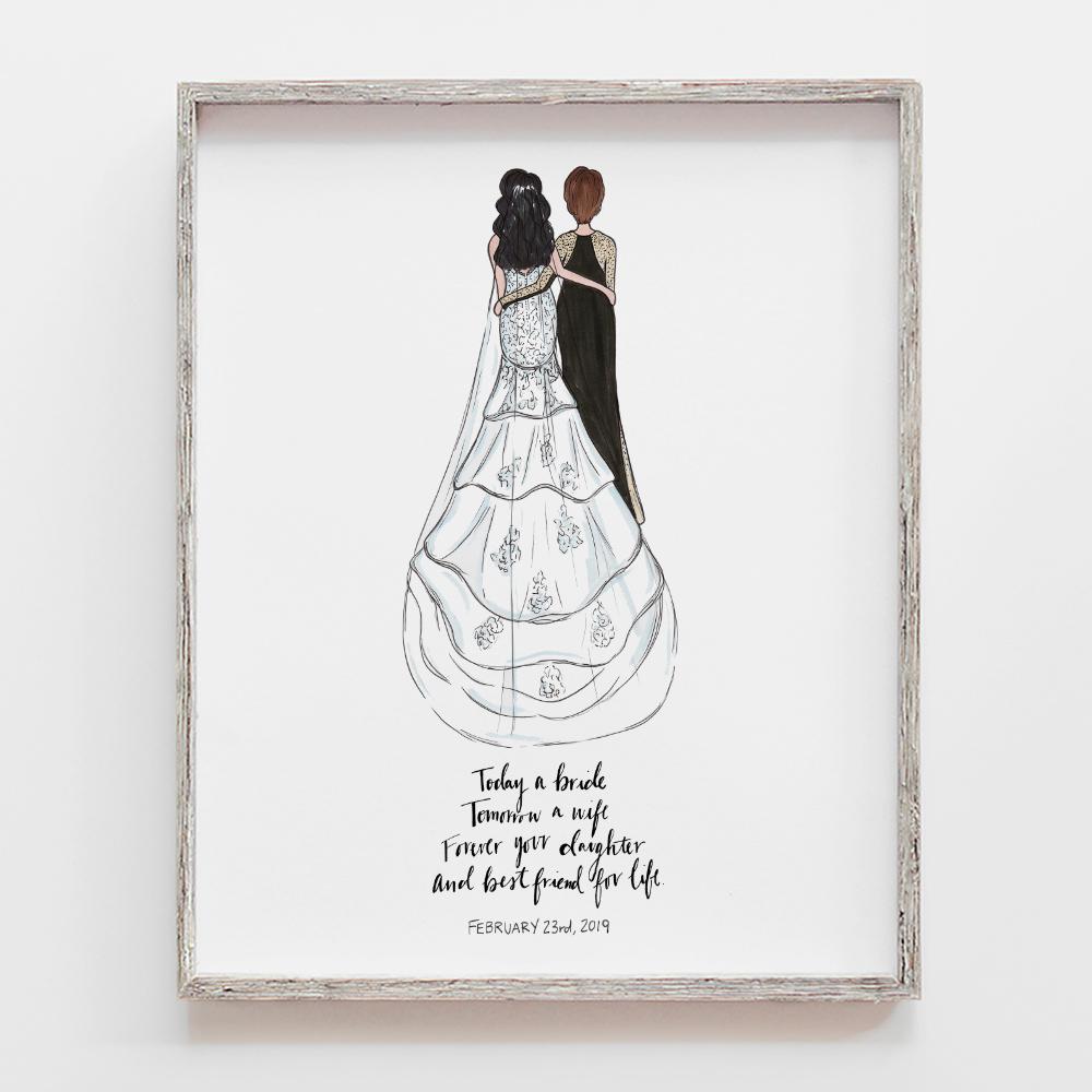1000x1000 custom drawn mother of the bride gift jesmarried - Bride Drawing