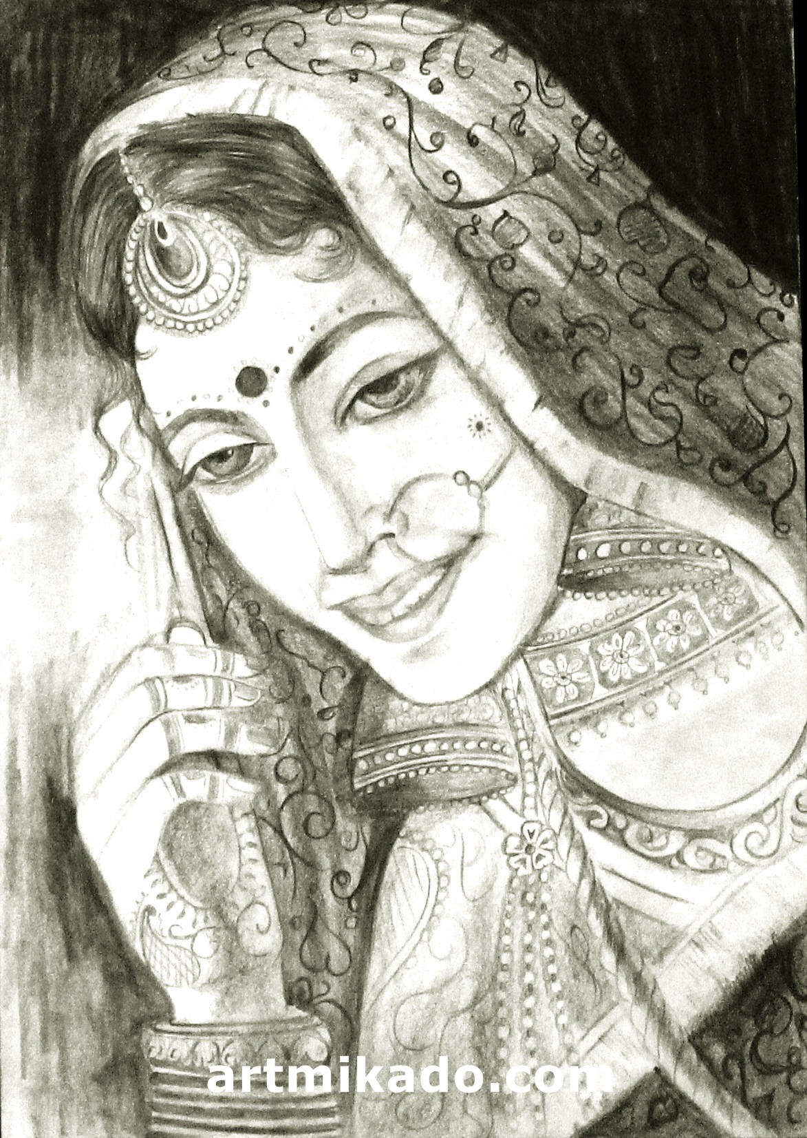 1173x1653 Traditional Indian Bride Artmikado - Bride Drawing
