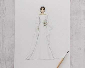 340x270 Bridal Drawing Etsy - Bride Drawing