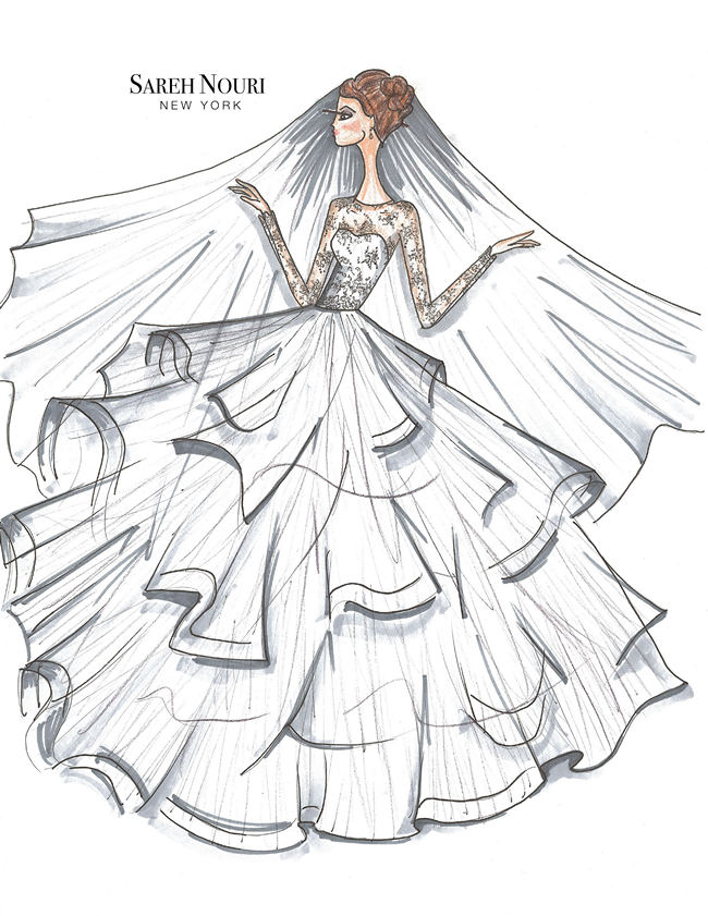 650x841 From Sketch To Gown Wedding Dress Designer Sketches - Bride Dress Drawing
