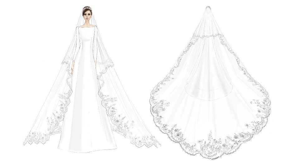 946x519 Givenchy Release Early Sketches Of Meghan Markle's Wedding Dress - Bride Dress Drawing