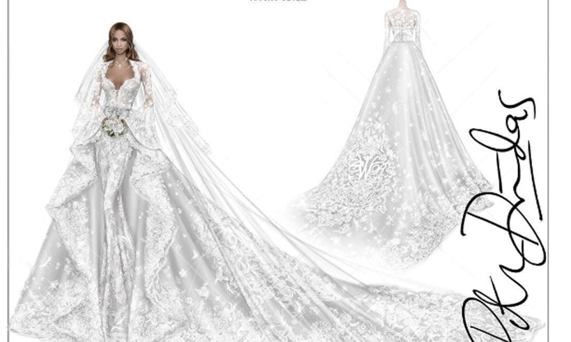 820x492 roberto cavalli shares beautiful sketch of ciara's wedding dress - Bride Dress Drawing