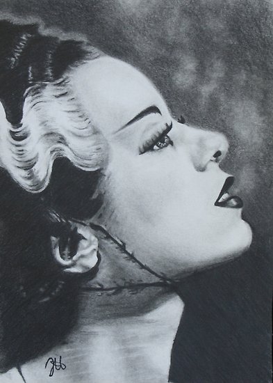 393x550 bride of frankenstein graphite drawing posters - Bride Of Frankenstein Drawing