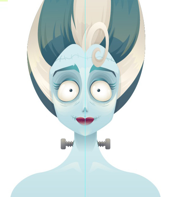 600x662 create a tim burton inspired bride of frankenstein in illustrator - Bride Of Frankenstein Drawing