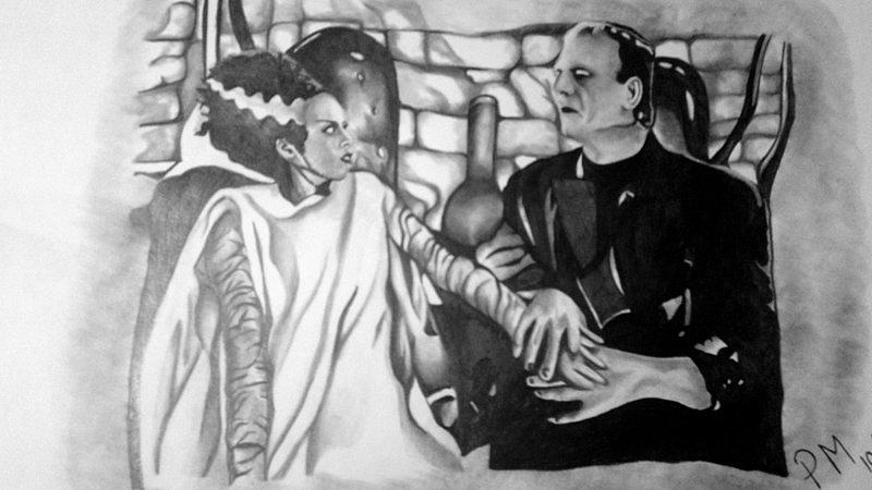800x450 frankenstein and his bride drawing - Bride Of Frankenstein Drawing