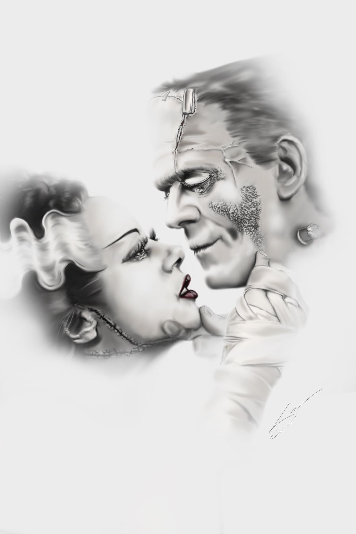 1200x1800 Frankie And The Bride - Bride Of Frankenstein Drawing