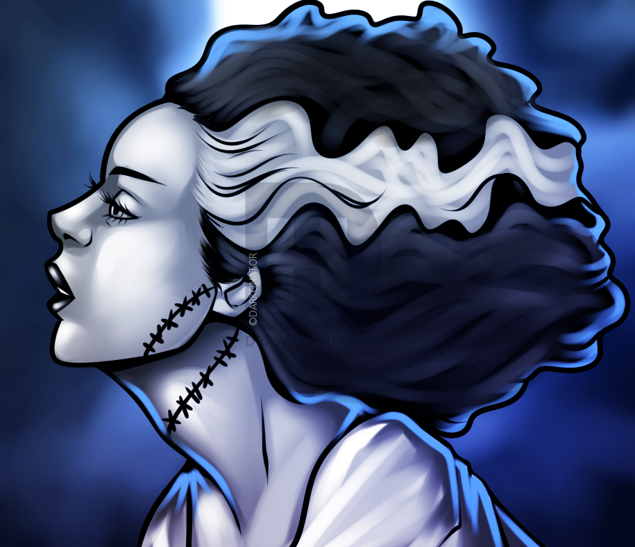 915x787 how to draw the bride of frankenstein, step - Bride Of Frankenstein Drawing