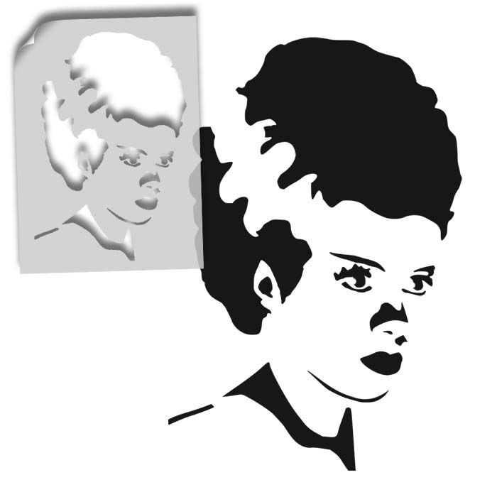 700x700 bride of frankenstein stencil halloween decor art stencil - Bride Of Frankenstein Drawing