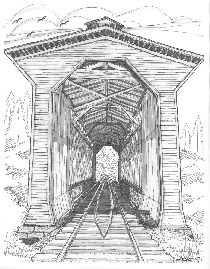702x900 fisher railroad covered bridge drawing - Bridge Drawing