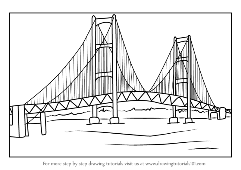 800x566 Learn How To Draw Mackinac Bridge - Bridge Drawing