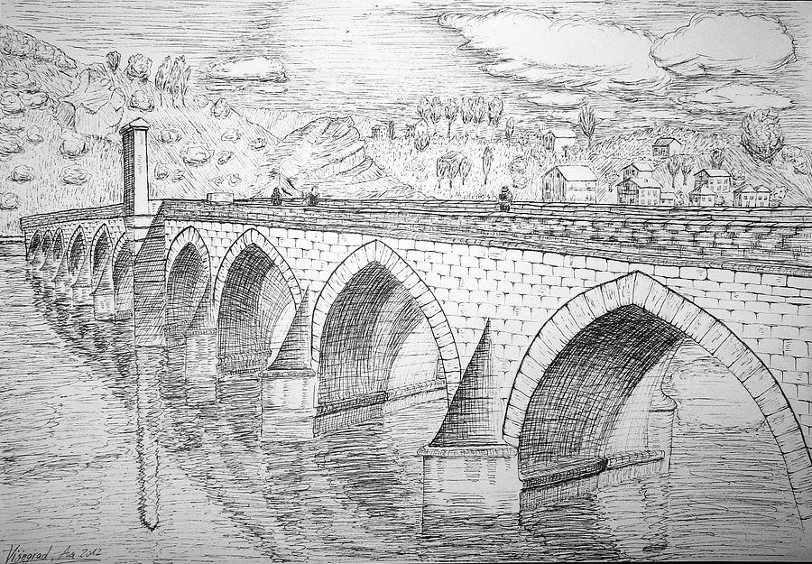 900x625 Stone Bridge Drawing - Bridge Drawing