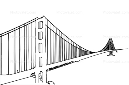 418x276 Golden Gate Bridge Outline, Line Drawing, Shape Images - Bridge Line Drawing